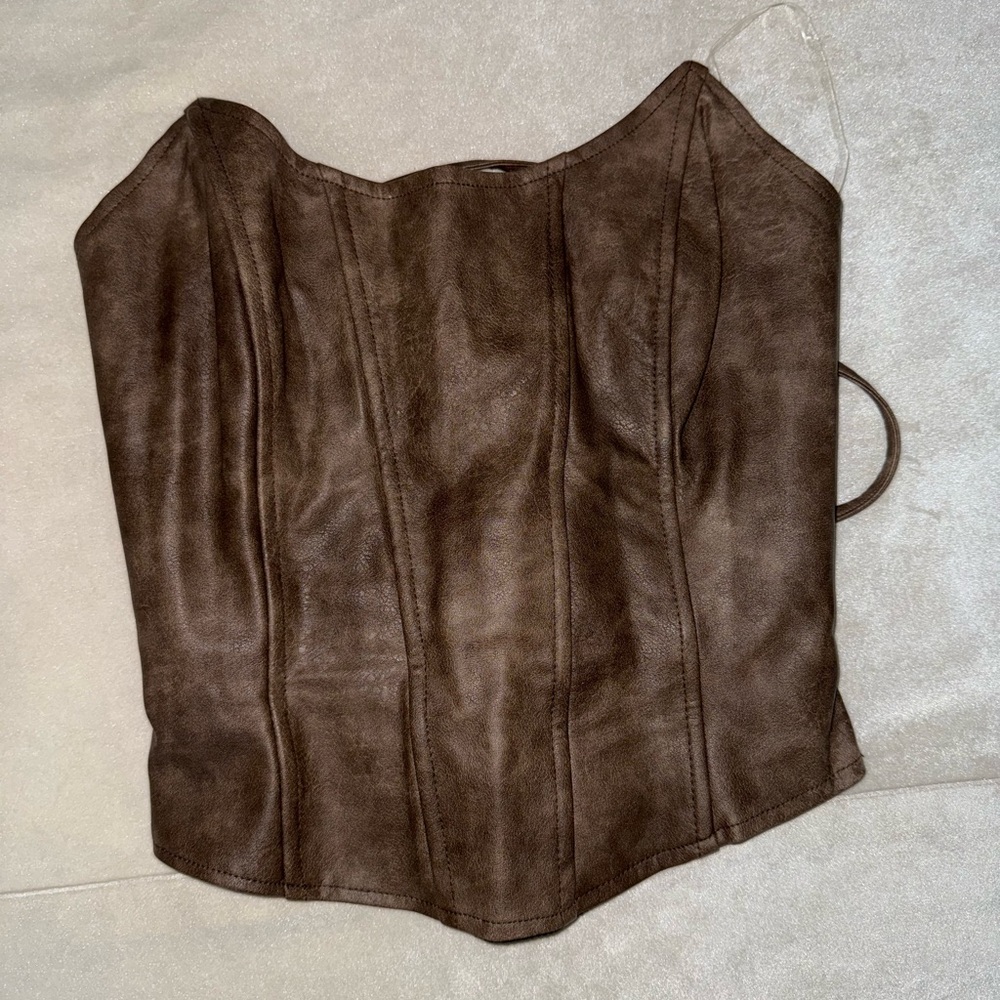 Brown Leather Corset Top